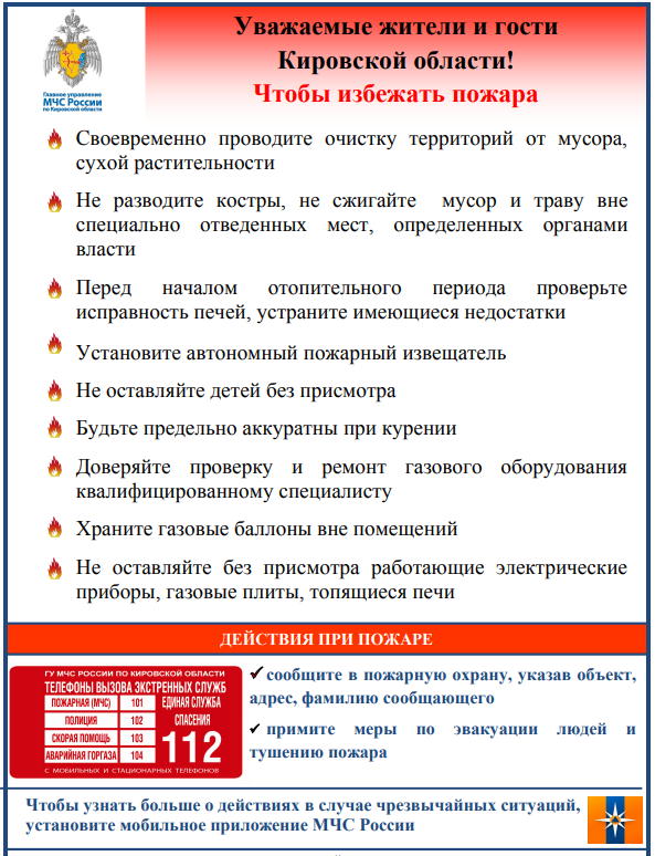 Памятка &quot;Как избежать пожара&quot;.